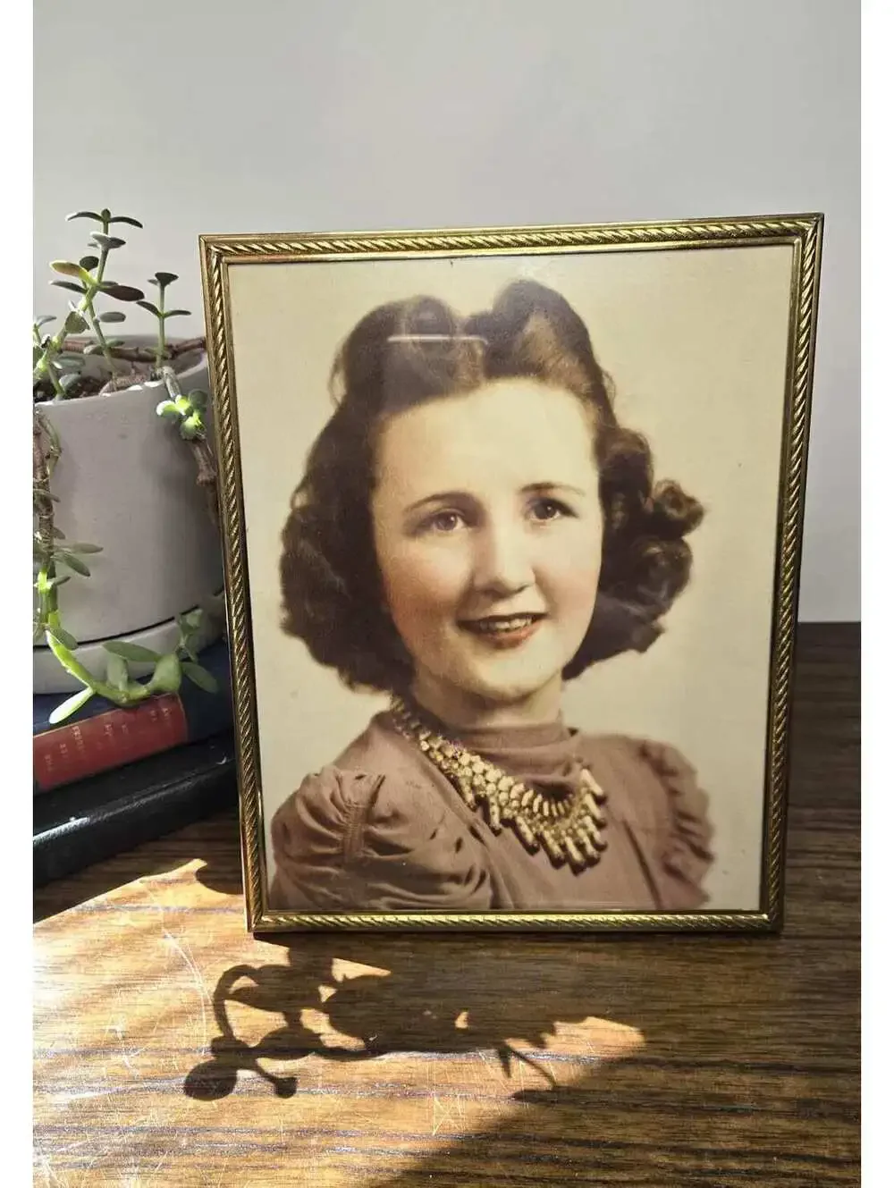Vintage Large Brass Photo Frame with Old Picture Included
